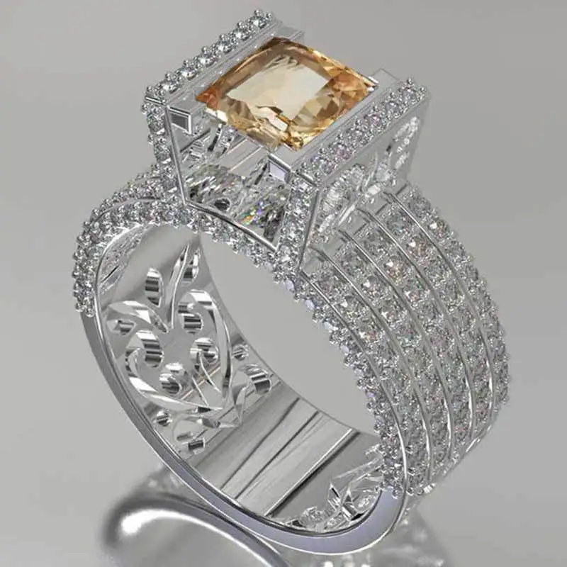 Классические Модные полые кольца принцессы из циркона роскошные обручальные для