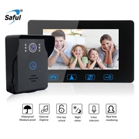 saful 7 inch waterproof lcd wired video door phone video intercom touch key night vision for home electric lock control