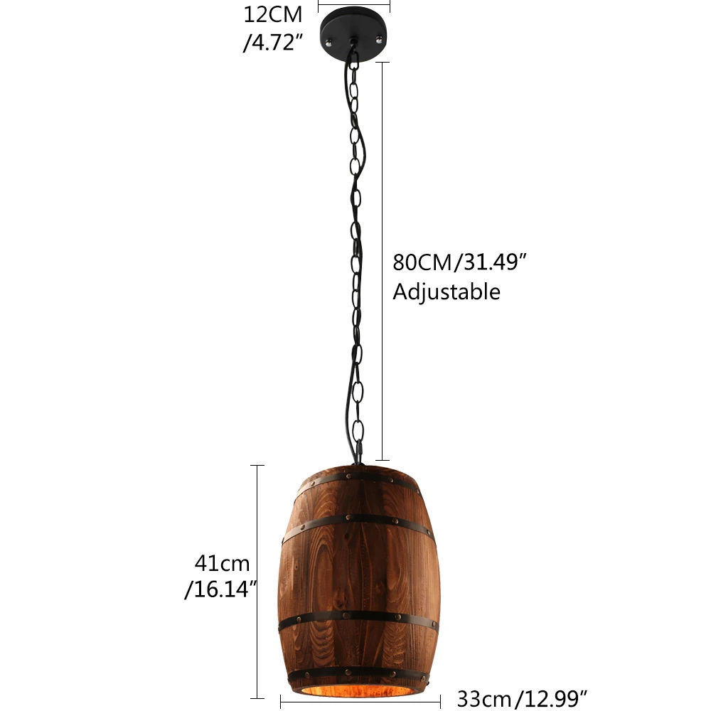 D33cm H41cm M Американский кантри природа деревянный винный бочонок подвесной светильник E27 современные подвесные светильники для столовой гостиной ресторана кафе - Цвет корпуса: D33cm H41cm M