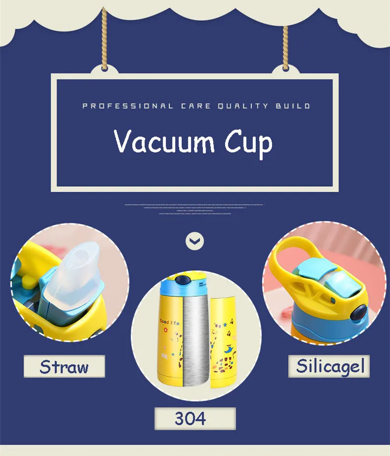 Bpa-free 400 мл нержавеющая сталь портативный детский мультфильм термос бутылки для воды в соломе молоко термосы Детские Термосы чашки