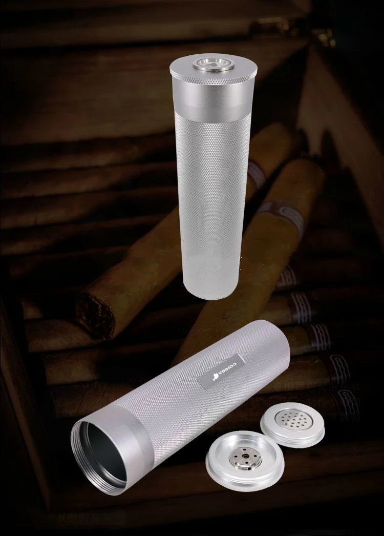 COHIBA мини гаджеты путешествия алюминиевый сплав трубки портативный хьюмидор металлическая банка увлажнитель гигрометр сигары аксессуары чехол