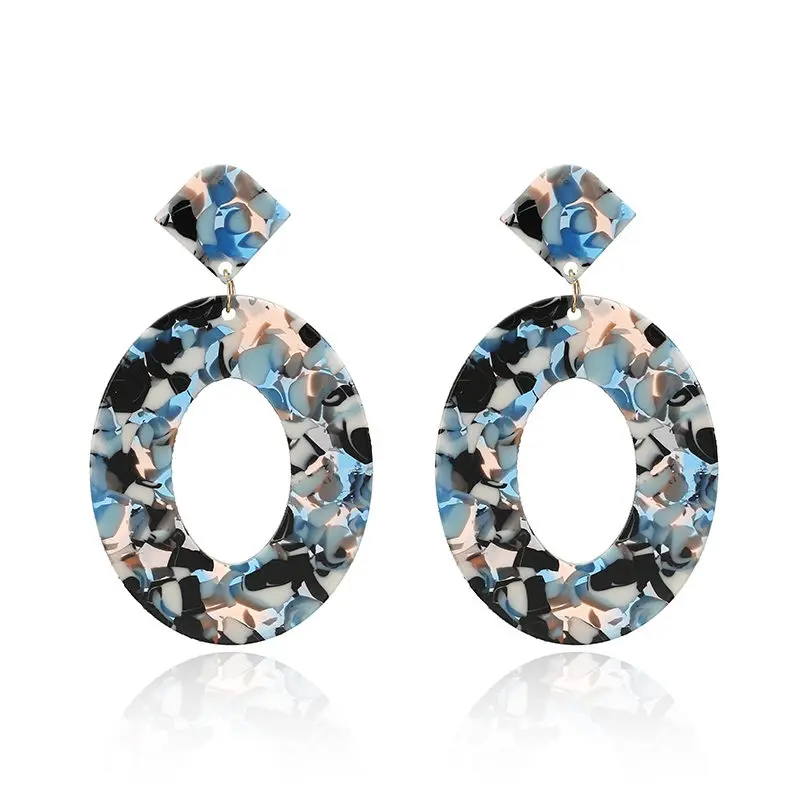 D Simple Design Geometric Earrings Square Rectangle Acetic Acid Resin Acrylic Earrings For Women Korean Style Fashion Pendientes - Окраска металла: D