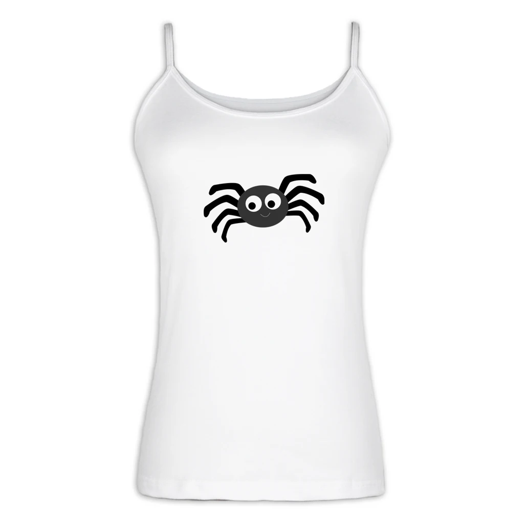 Вечерние топы на Хэллоуин с милым рисунком Черная майка пауком для бодибилдинга