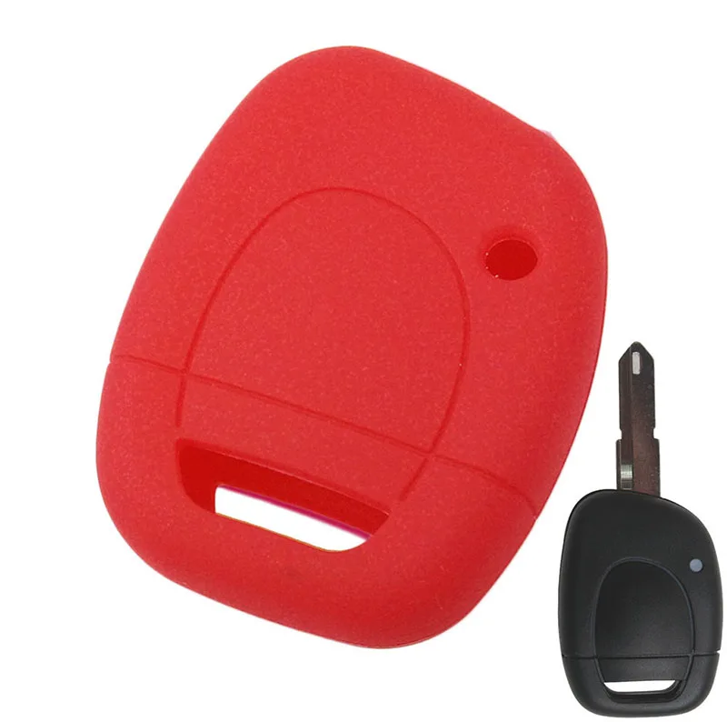 Red 1 Кнопка Силиконовый чехол для ключей Крышка для Renault Clio Kangoo Master Twingo брелок держатель протектор - Название цвета: Red
