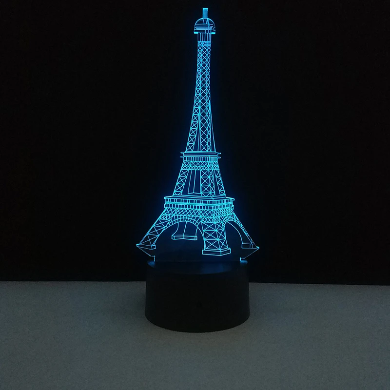 3D Красочные настольные лампы USB Светодиодная лампа Франция Париж Эйфелева башня