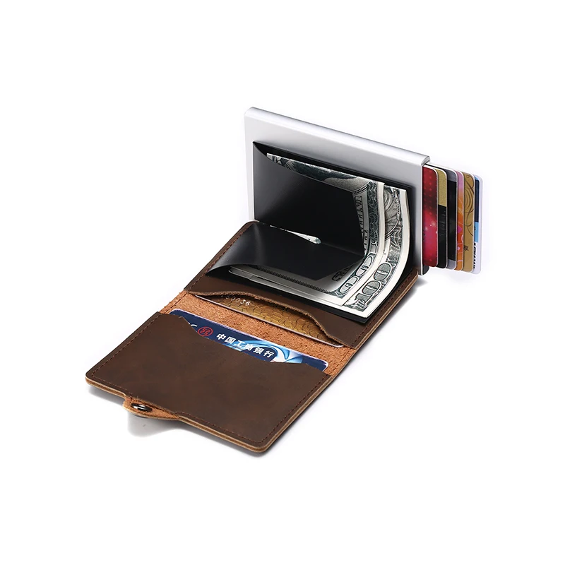 BISI GORO тонкий алюминиевый rfid кошелек из искусственной кожи с блокировкой