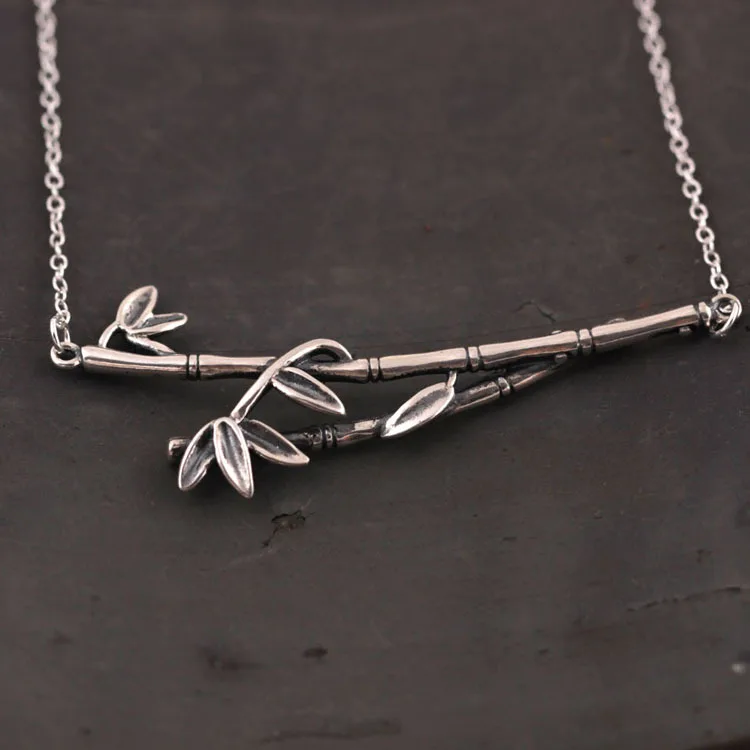 Женское ожерелье из серебра 925 пробы с бамбуковым кулоном | Украшения и