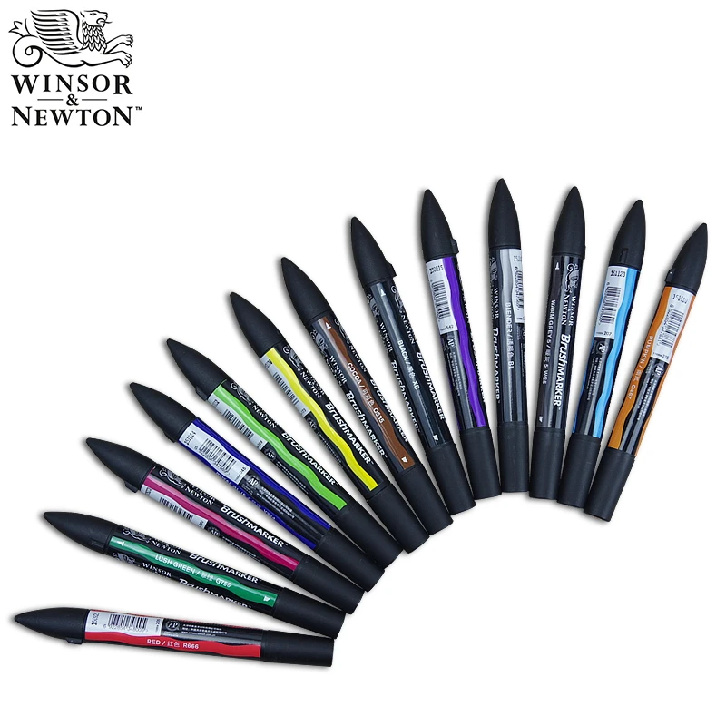 Winsor & Newton Brushmarker ручки краски на спиртовой основе быстро сохнущий Черный Серый