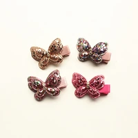 20pcslot glitter double layers girls hairpins kids round sequins shinning crystal butterfly hair clip prince party headwear kid