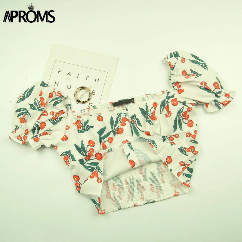 Aproms/Винтажные топы на бретелях с квадратным вырезом и принтом, женские летние топы с рюшами, крутой топ для девочек, уличная одежда, шикарный облегающий Топ Feamle, футболки