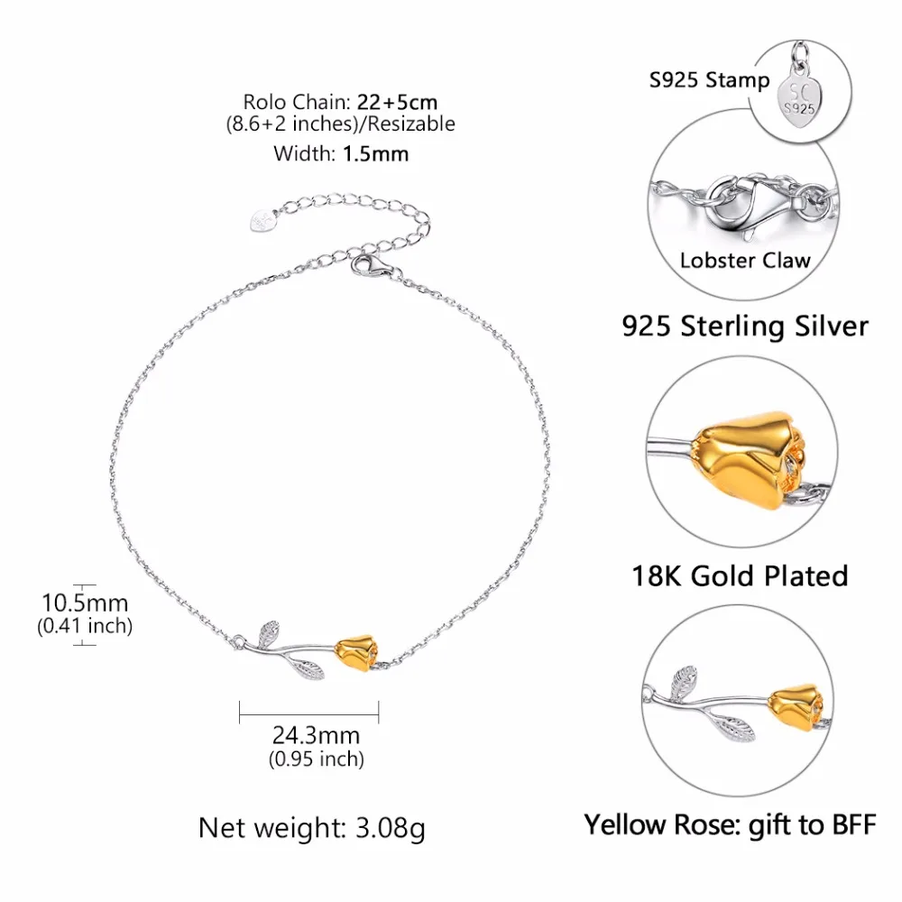 SILVERCUTE подлинное серебро 925 пробы Minimalist для женщин минималистичные летние ювелирные украшения цветок Роза лодыжки браслет SCA6360BK