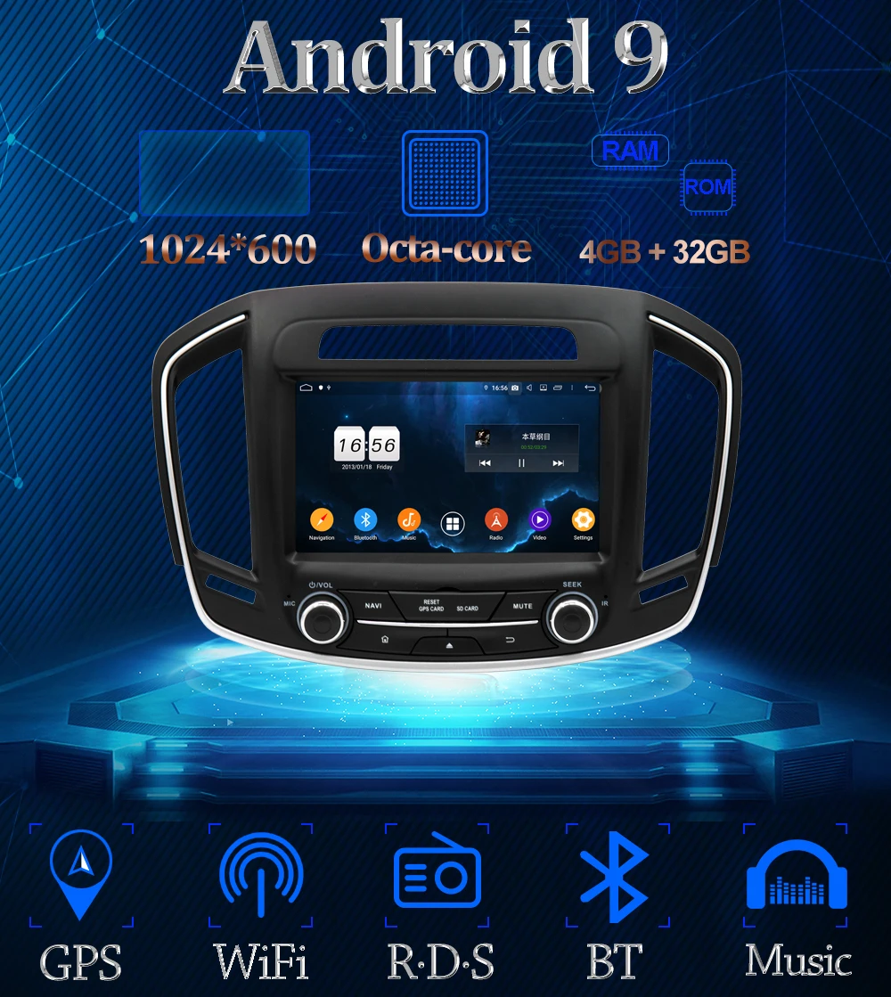 Owtosin Восьмиядерный Android 9,0 Автомобильный DVD Радио для Buick Regal Vauxhall Insignia/Opel Insignia Автомобильный gps навигатор