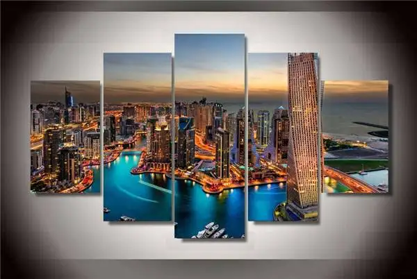Hd Печать Дубай город небоскребы группа картина холст печать декор комнаты плакат