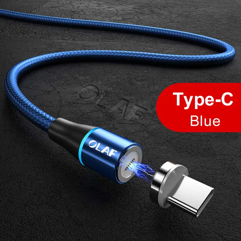 Blue Type C Cable Магнитный кабель usb type-C для samsung Xiaomi Redmi Note 7 K20 Oneplus 6 t, быстрая зарядка USB C, кабель usbc для мобильного телефона - Цвет: Blue Type C Cable