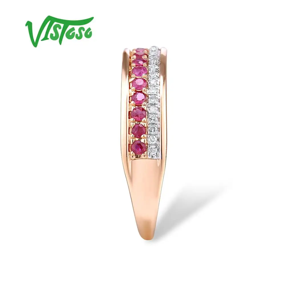 VISTOSO 14 K кольца из розового золота для Леди Подлинная блестящая Бриллиантовая необычная Рубиновая/Сапфировая/Изумрудное обручение юбилей шикарные ювелирные изделия