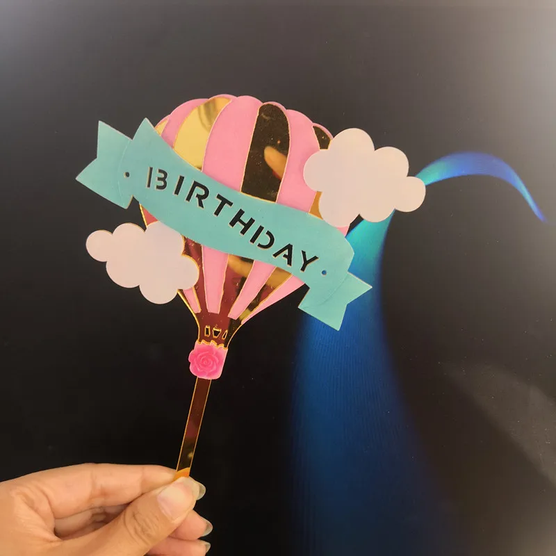 ballon Золотой Единорог акриловый Топпер для торта Фламинго С Днем Рождения Кекс Топпер для свадьбы детский душ русалка украшения для торта для вечеринки - Цвет: ballon
