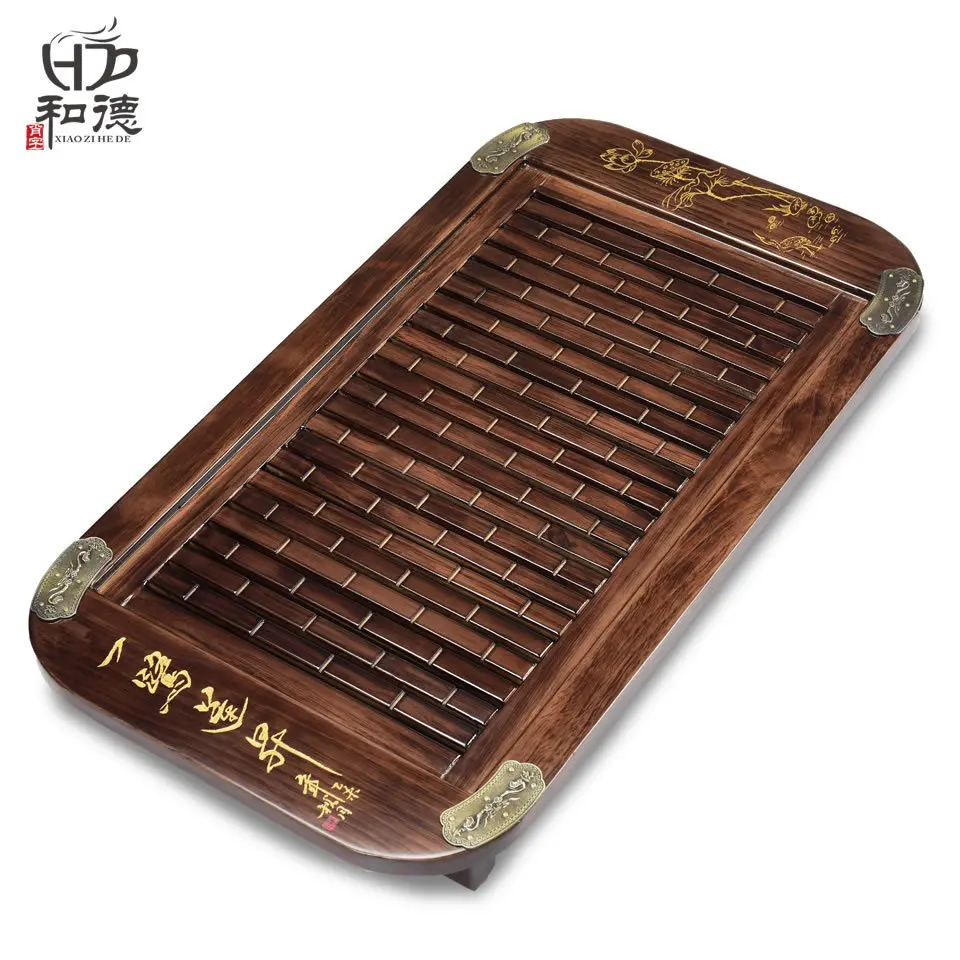 

63.5*35.5*6cm Solid wood Ke wood tea tray small tea tray water storage drainage tea table tea gift
