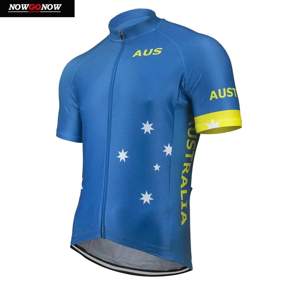 men jersey Велоспорт Джерси Австралия белый и зеленый и золотой и синий велосипед одежда мужская с коротким рукавом Одежда наружная дорога велосипедные рубашки анти-пот быстрый сухой - Цвет: men jersey