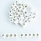 100 шт., силиконовые бусины с буквами английского алфавита, 12 мм, 10 мм