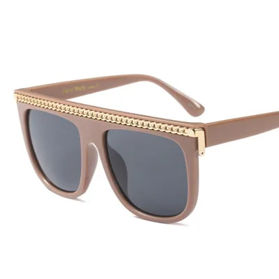 C6 Brown Grey Emosnia унисекс Квадратные Солнцезащитные очки Modis в стиле стимпанк Oculos De Sol роскошные женские брендовые дизайнерские солнечные очки в стиле панк с цепочкой на выбор - Цвет линз: C6 Brown Grey