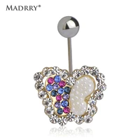 animal butterfly piercings navel belly button rings surgical stainless steel full crystals 2016 summer body accessories16g 1 2mm