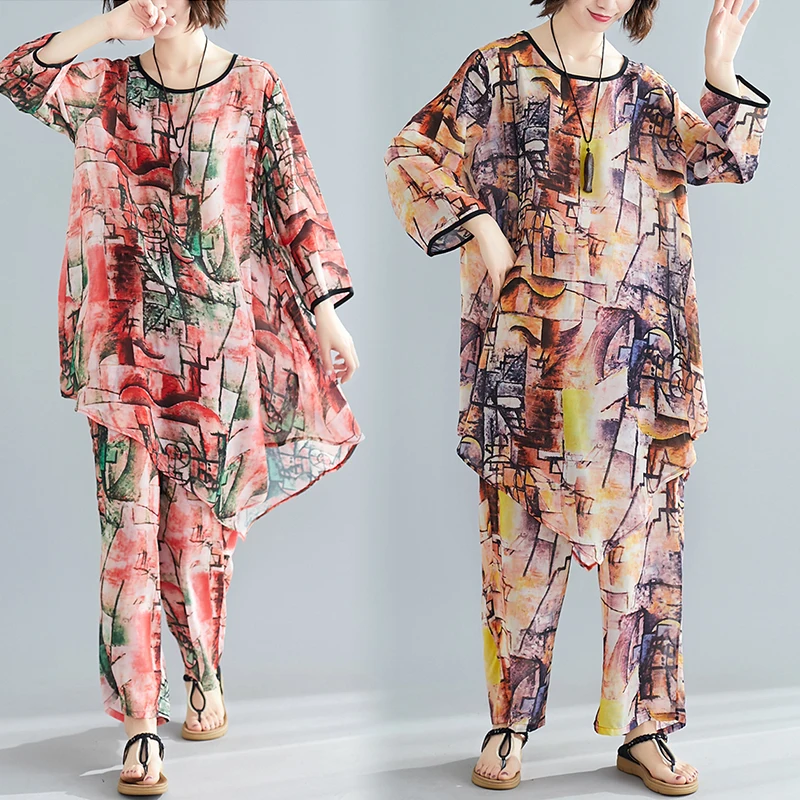 Новинка лета 2019 свободная Модная рубашка большого размера с рукавом семь точек