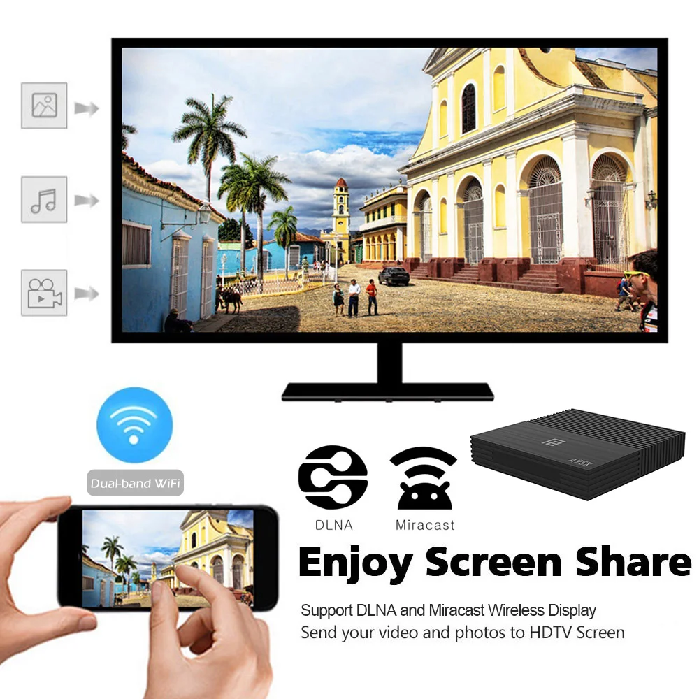 A95X F2 Android 9 0 Смарт ТВ коробка Cortex-A53 Quad-core H.265 4K VP9 4 Гб + 64 2 г/5G Wi-Fi HD Media Player видео