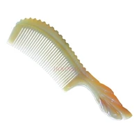 authentic natural yak horn comb household men and women anti hair loss static large head meridian massage lettering wooden comb