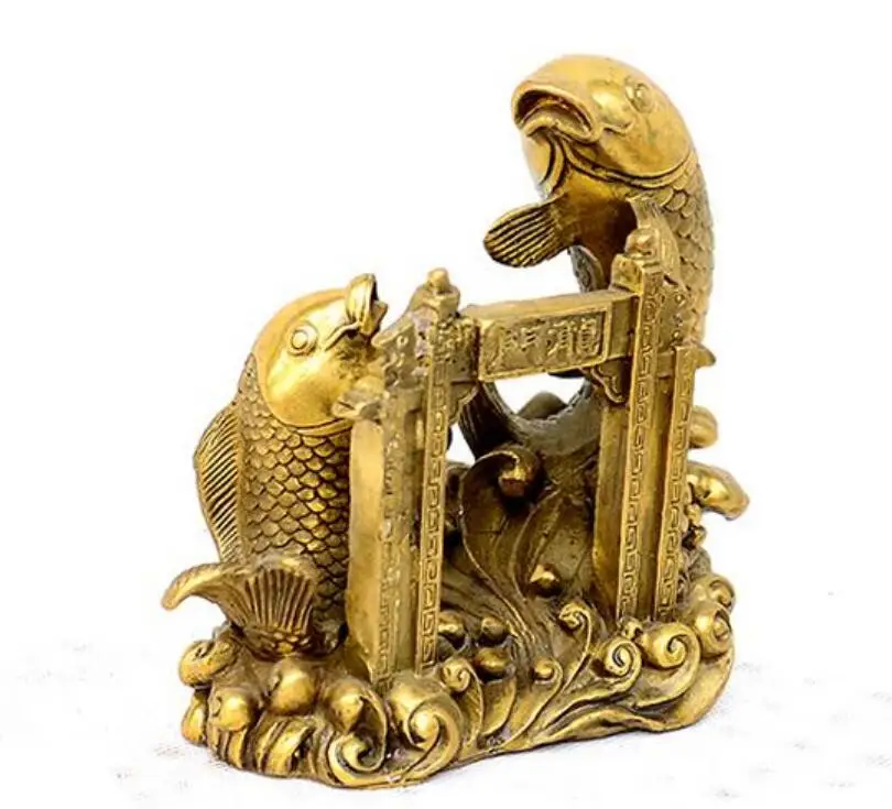 Китайская Бронзовая фэн-шуй Yu Yue длинная Мужская статуя рыба богатства Cyprinoid | Дом