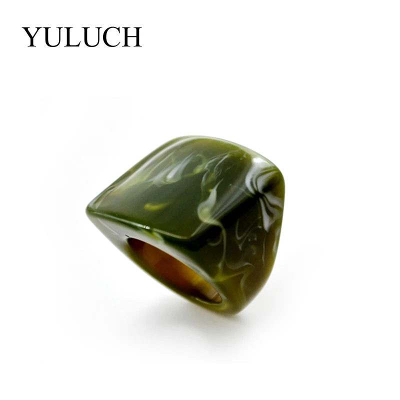 YULUCH, натуральный камень, кольца, красивое зерно, для женщин и мужчин, кольца из дерева, модные украшения для свадьбы, вечерние, уникальный дизайн - Цвет основного камня: Green