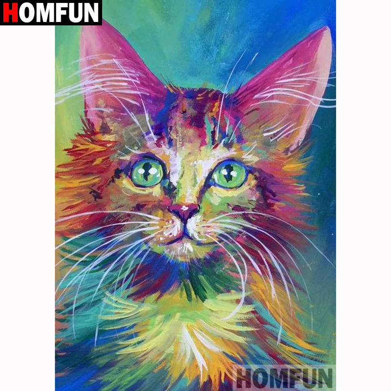 Алмазная живопись HOMFUN Кот картина из квадратных/круглых страз сделай сам вышивка