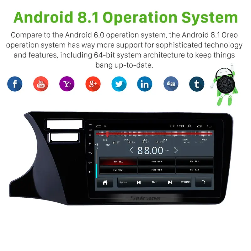 Seicane 2 Din 9 &quotAndroid 1 Автомобильный GPS мультимедийный плеер для Honda City 2014 2015-2017 LHD