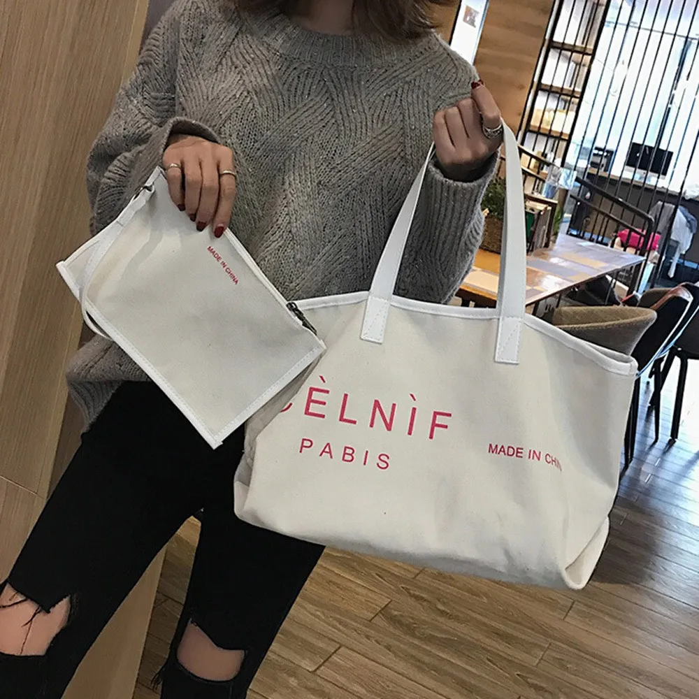 Женская легкая Большая вместительная простая Холщовая Сумка на плечо сумки