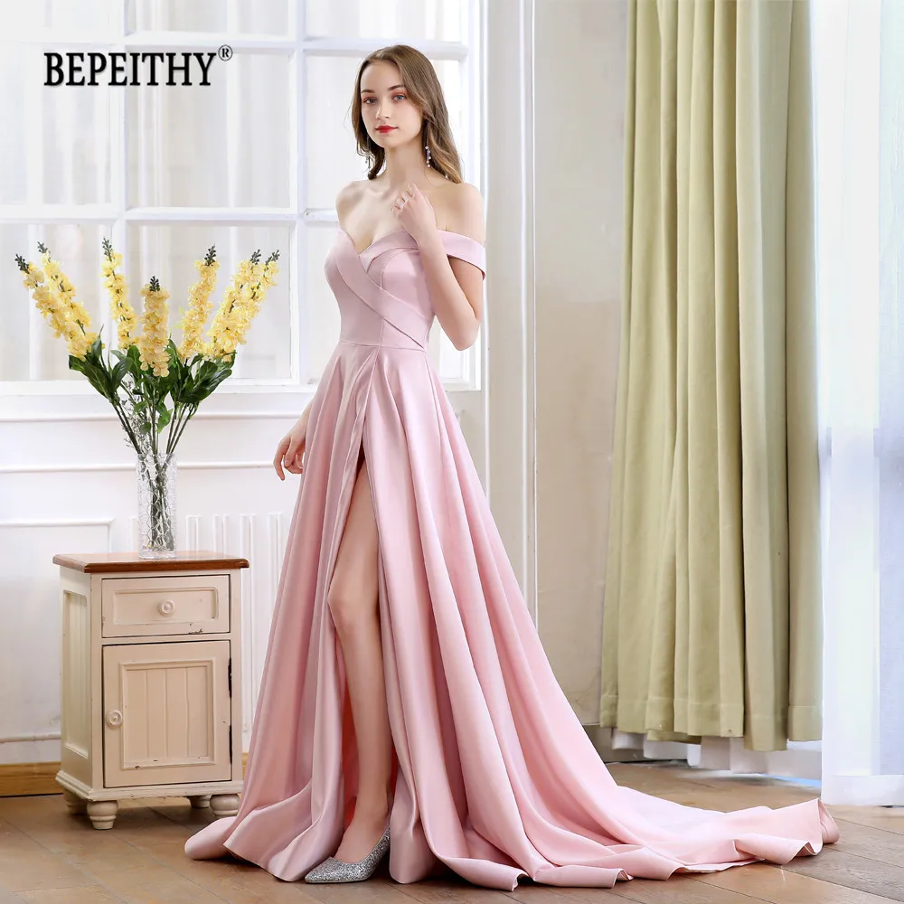2021 BEPEITHY весеннее Платье De Soiree розовое вечернее платье с открытыми плечами