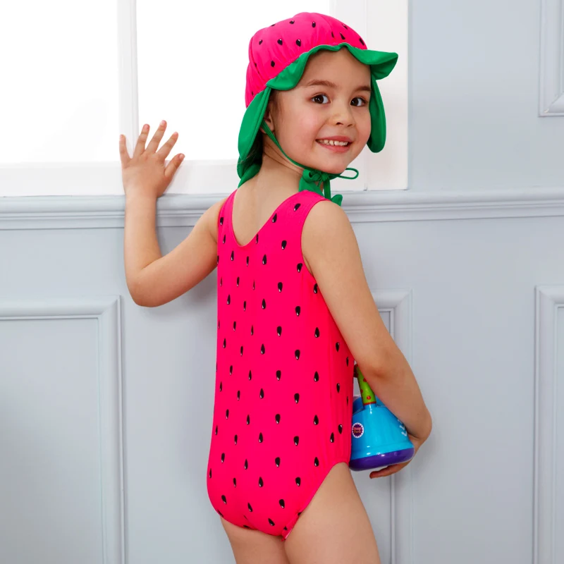 Цельный купальный костюм для девочек малышей шапочка плавания с рисунками милый
