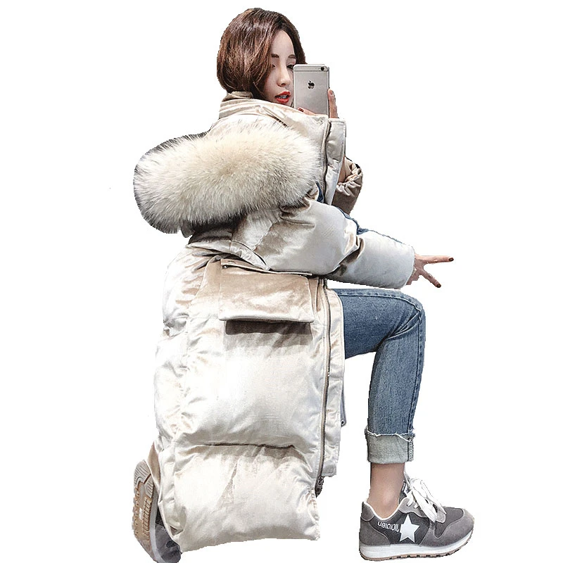 2018 зимняя Новинка плюс размер Модная женская Свободная Повседневная Длинная