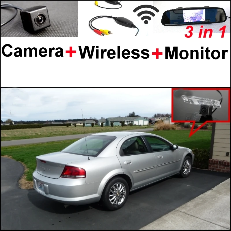 3 in1 Special Rear View Camera + Wireless Receiver Mirror Monitor Bcakup Parking System For Chrysler Sebring 2007~2014 | Автомобили и