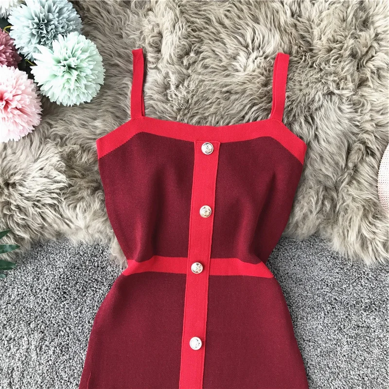 ALPHALMODA облегающее трикотажное платье на бретелях в цветную полоску, однобортное, на пуговицах, женские вечерние, сексуальные, облегающее, вязаное платье