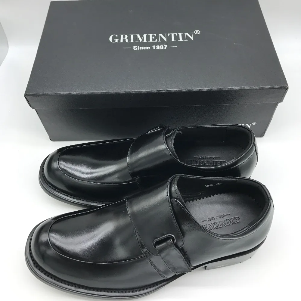 GRIMENTIN модные туфли с ремешком и пряжкой мужские строгие туфли Новинка года пояса из натуральной кожи Удобные черные итальянские мужская деловая обувь Офисные