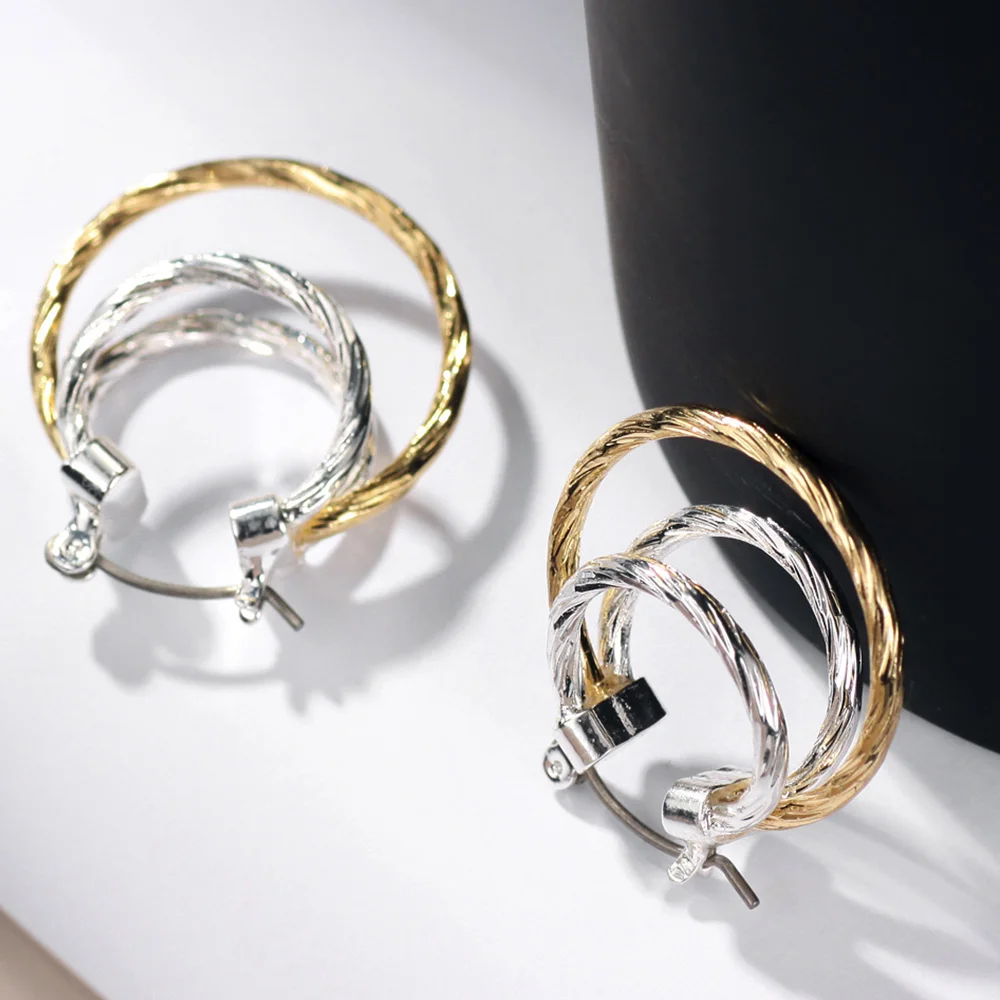 Neoglory модные ослепительные серьги-клипсы двухцветные тройные женские