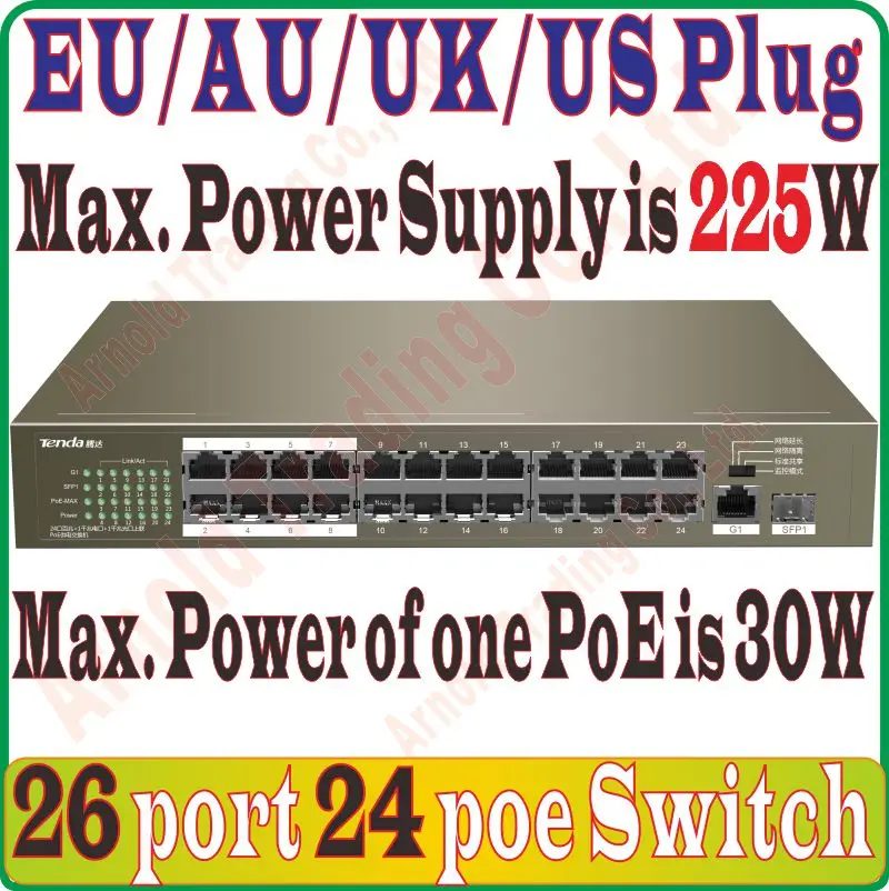 PoE-коммутатор 225 Вт 26 портов 24 порта PoE | Компьютеры и офис