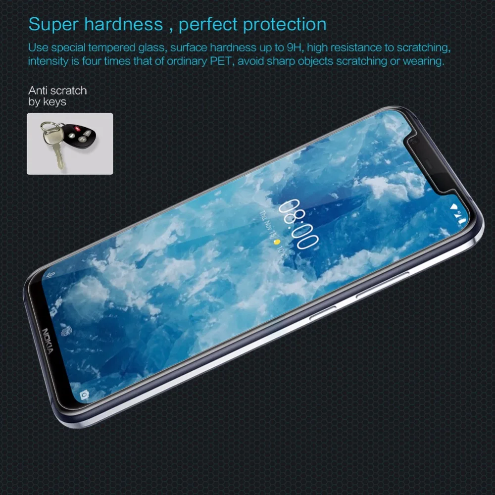 Защитная пленка из закаленного стекла для Nokia 8 1 NILLKIN Amazing H Nanometer с защитой от
