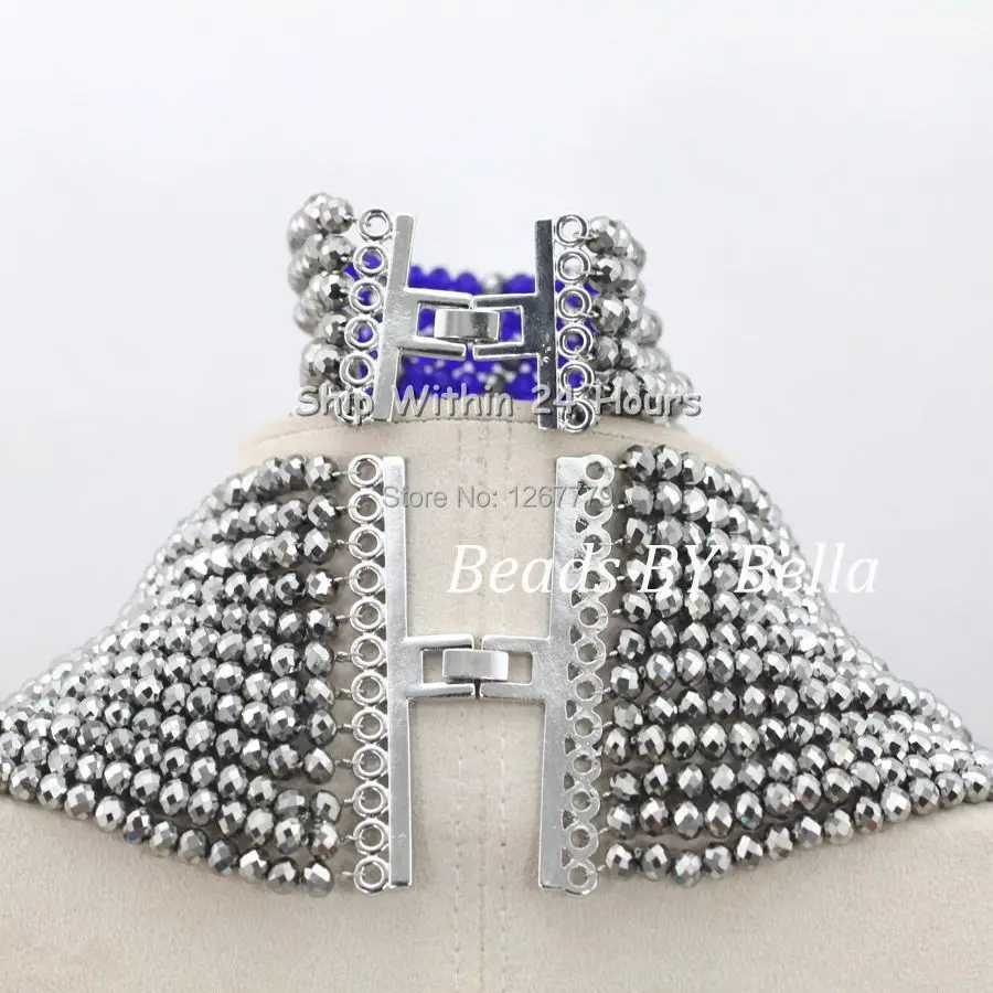 Роскошный Королевский синий и серебряный комплект ювелирных изделий с