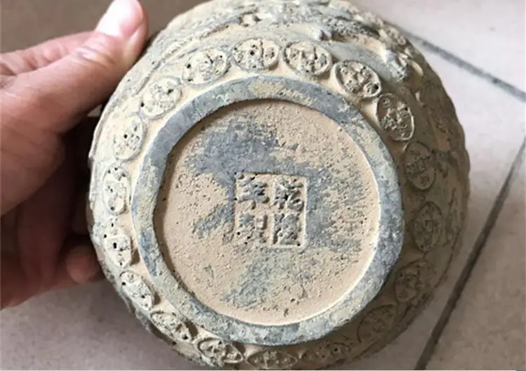 Antique old antique bronze objects unearthed miscellaneous copper bowl Shuangfeng collection | Дом и сад