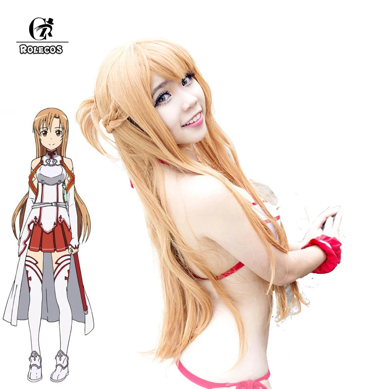 Косплей головной убор ROLECOS из аниме Искусство Онлайн косплей Asuna Yuuki длинных
