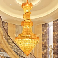 gold crystal chandelier luxury long gold crystal chandelier lights fixture foyer stair hotel restaurant club droplight 110v 220v