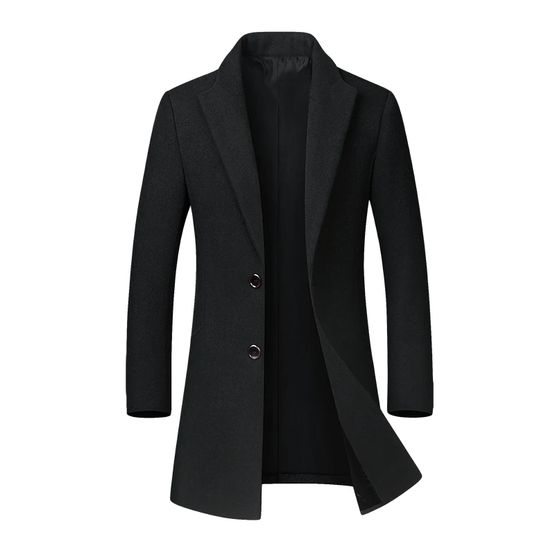 Thick Overcoat Men's Coat Warm Wool Men Fashion Woollen Male Business Casual Autumn Winter Blends Brand Clothing MOOWNUC | Мужская