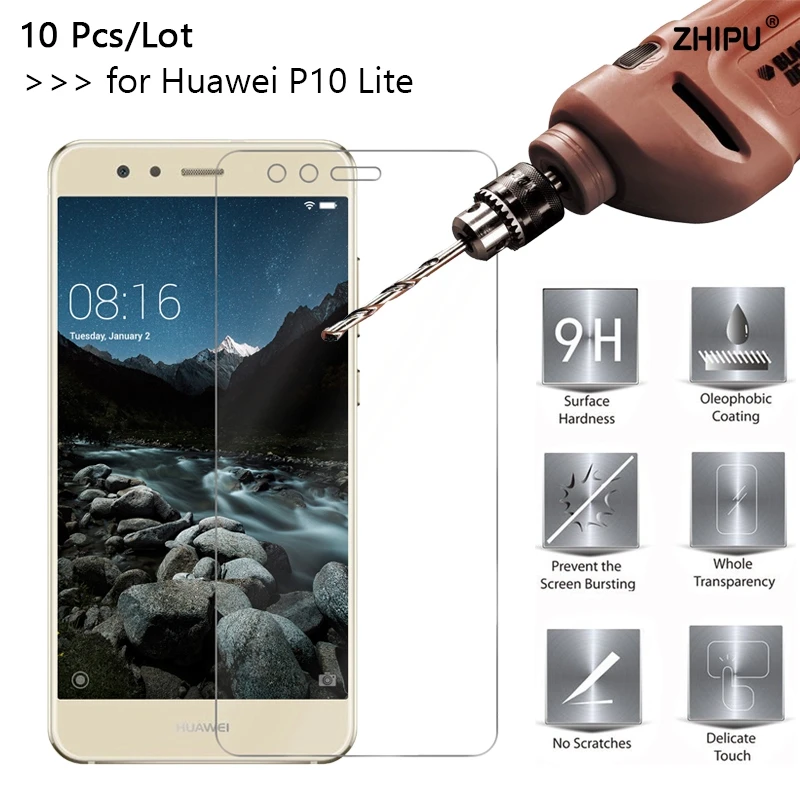 Закаленное стекло премиум класса для Huawei P10 Lite 10 шт./лот 2.5D 0 26 мм 9 H 5 2 дюйма