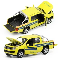simulation 130 amarok pickup truck metal alloy modelmetal sound and light pull back boy rescue toy model carfree shipping