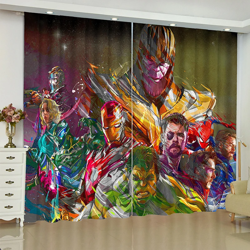 Занавески на окно в стиле Мстителей, Marvel, железный человек, Бэтмен, занавески с драпировкой, rideaux, занавески для гостиной, Затемненные занавески